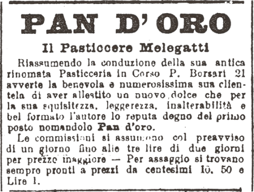 L'annuncio di Domenico Melegatti sull'Arena del 21-22 marzo 1894.